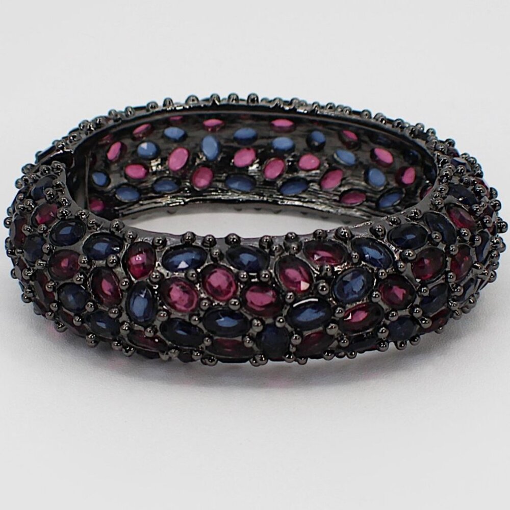BCBGMaxAzria Multifaceted Purple Crystals Cuff Bracelet